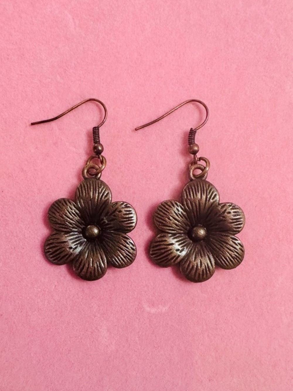 Bronze Flower Dangle Earrings